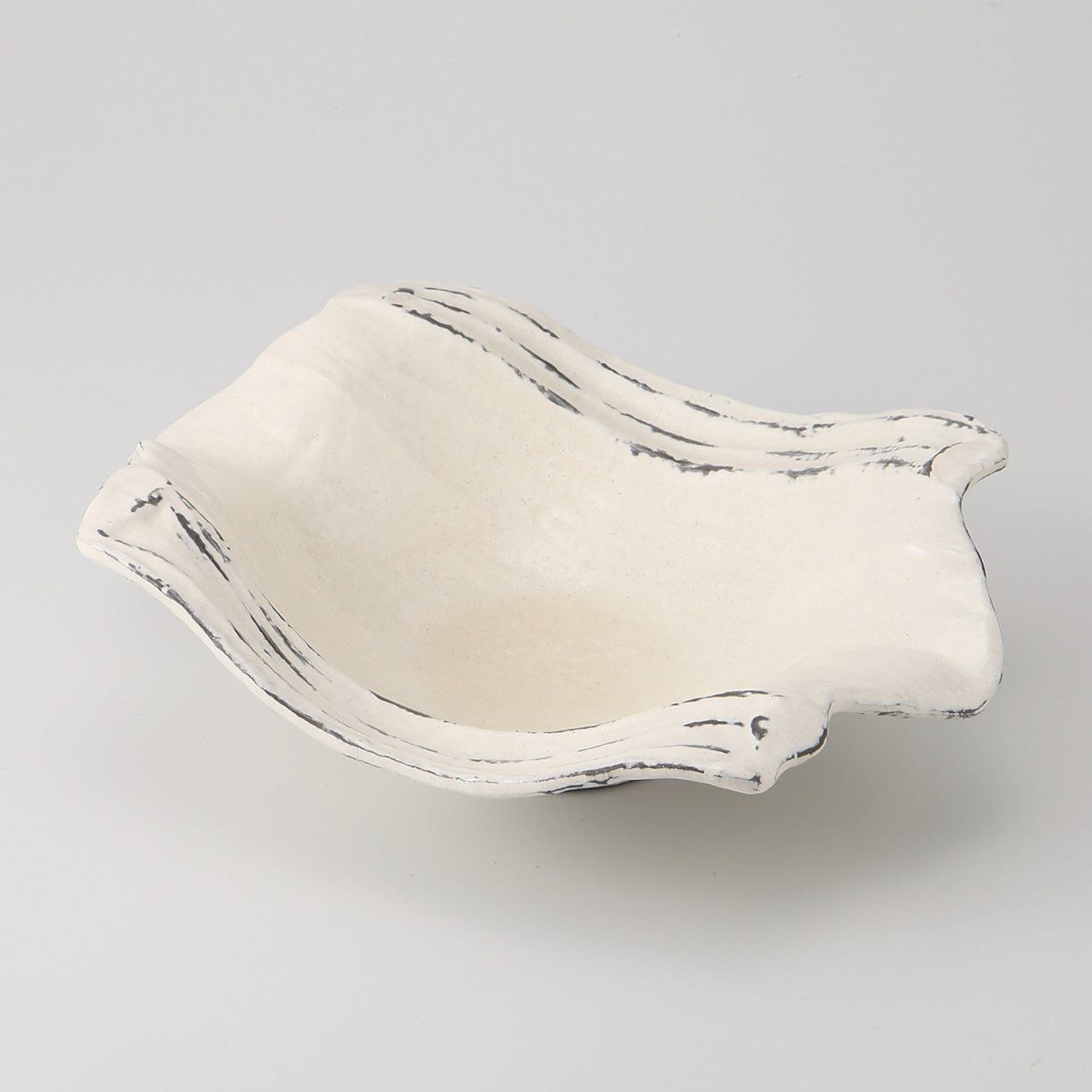 炭化粉引 両上重ね盛鉢 29×24×7.7cm