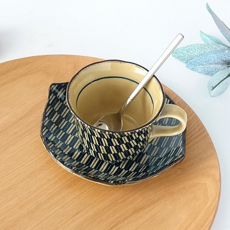 矢がすり コーヒー C/S コーヒー ティー カップ ソーサー 碗皿