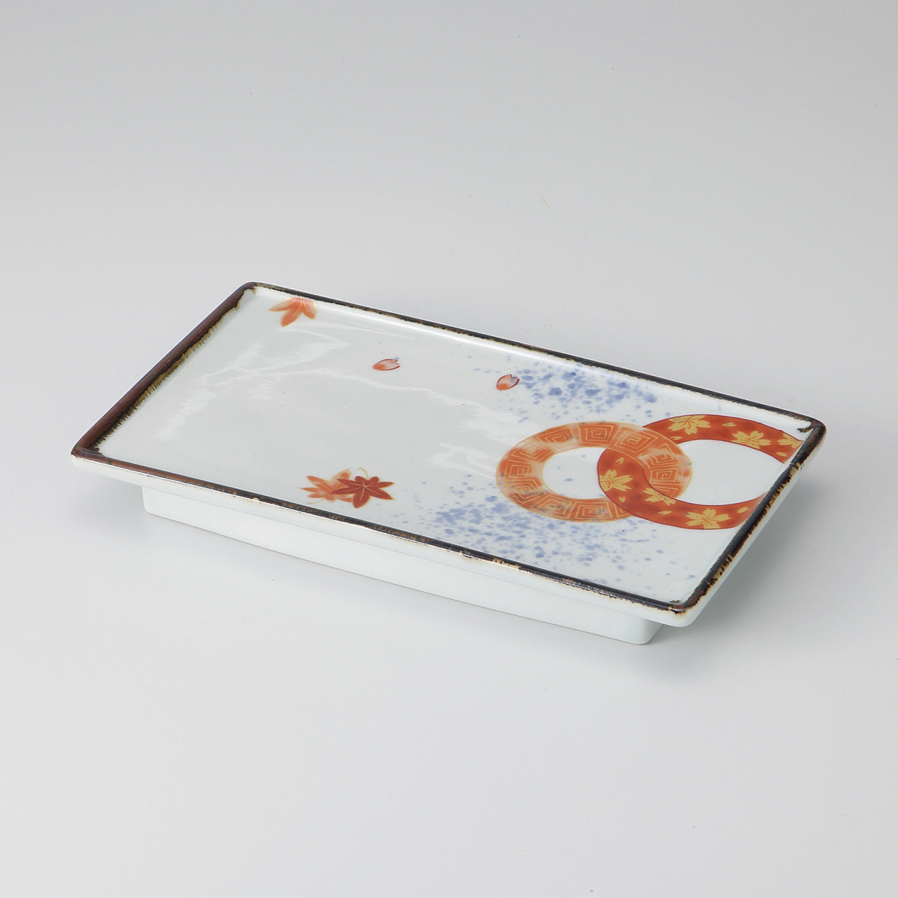 紅輪つなぎ 長角7寸皿 21.5×12.7×2.8cm