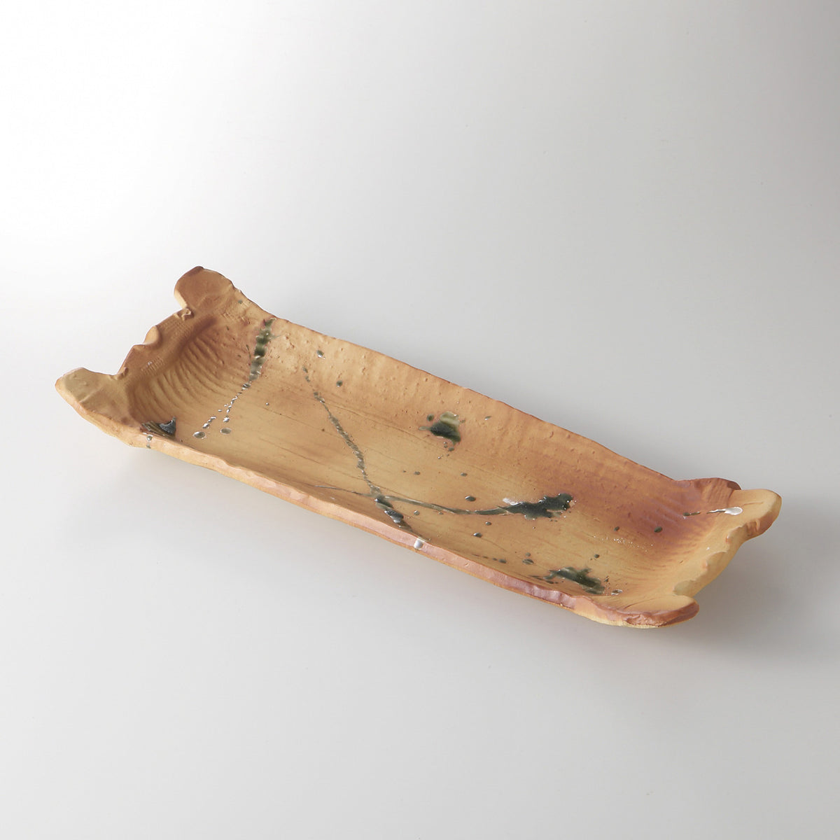 焼〆灰散し 格子長皿 41.7×17×4.7cm