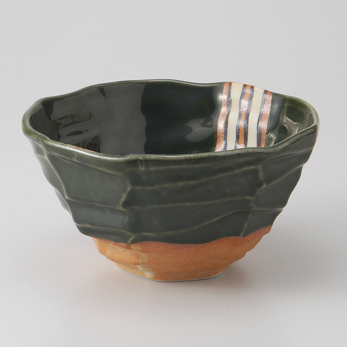 織部十草 八角大丼 17×9.2cm