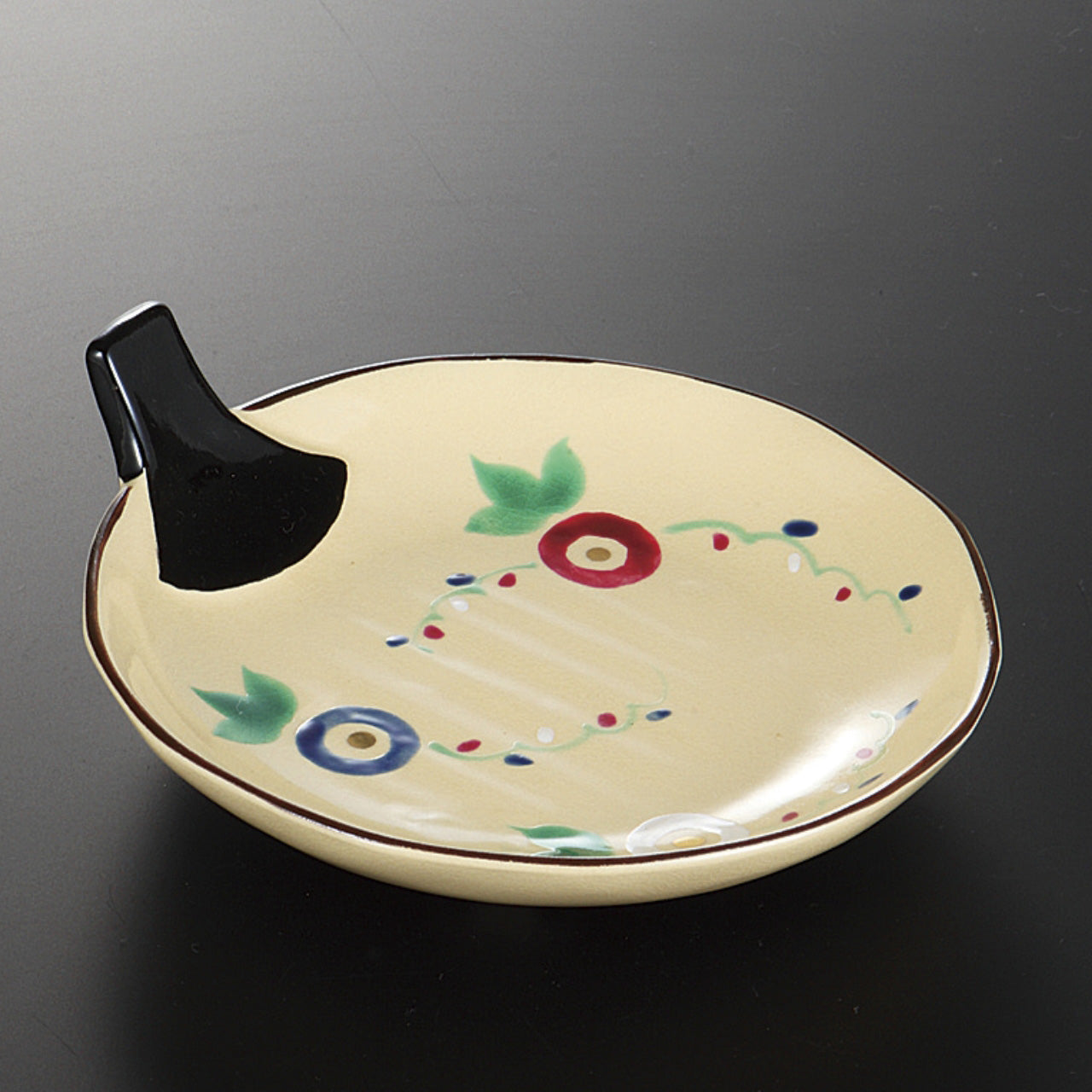 仁清あさがお うちわ皿 15.7×14.3×4.7cm