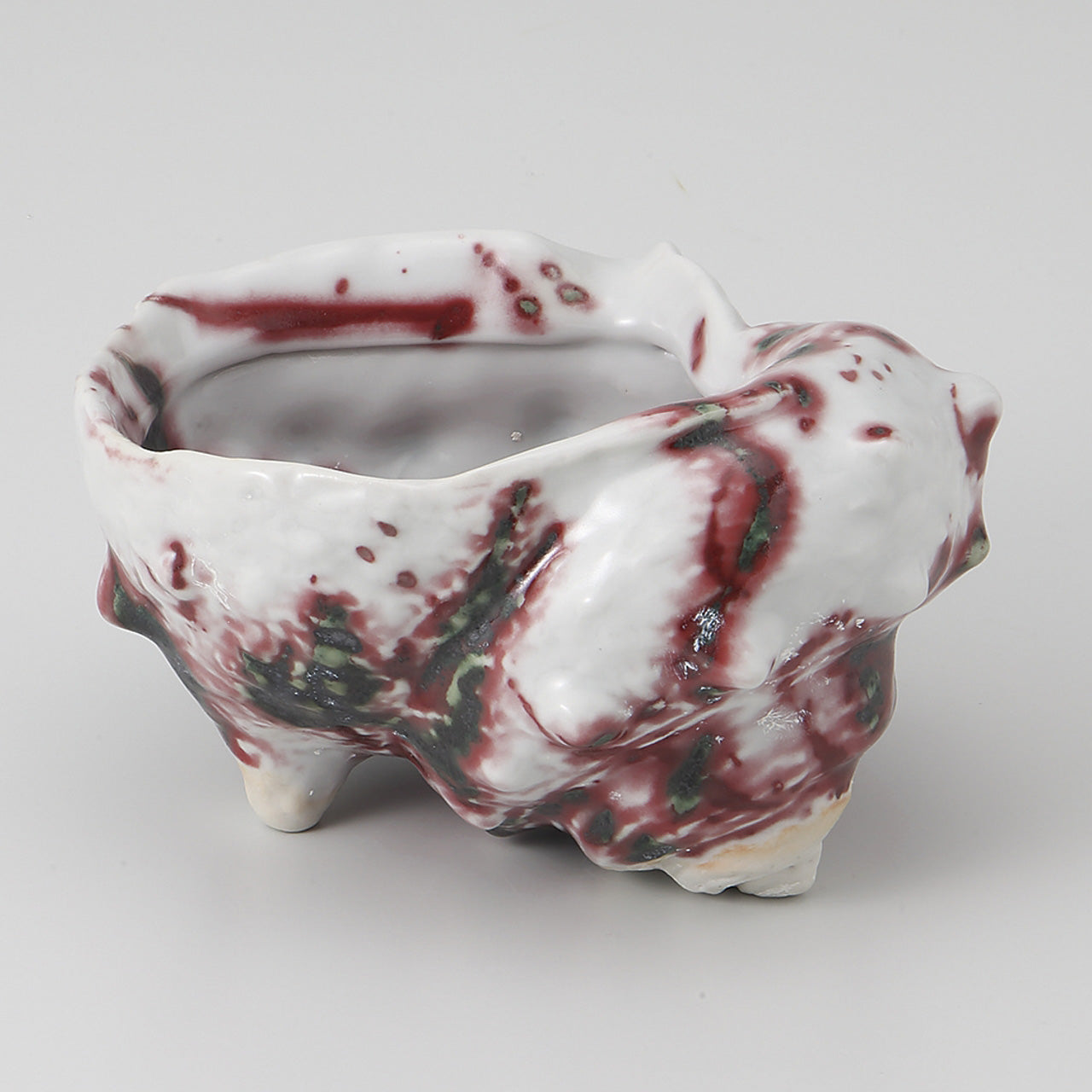 辰砂 巻貝鉢 14.2×12.7×8.7cm