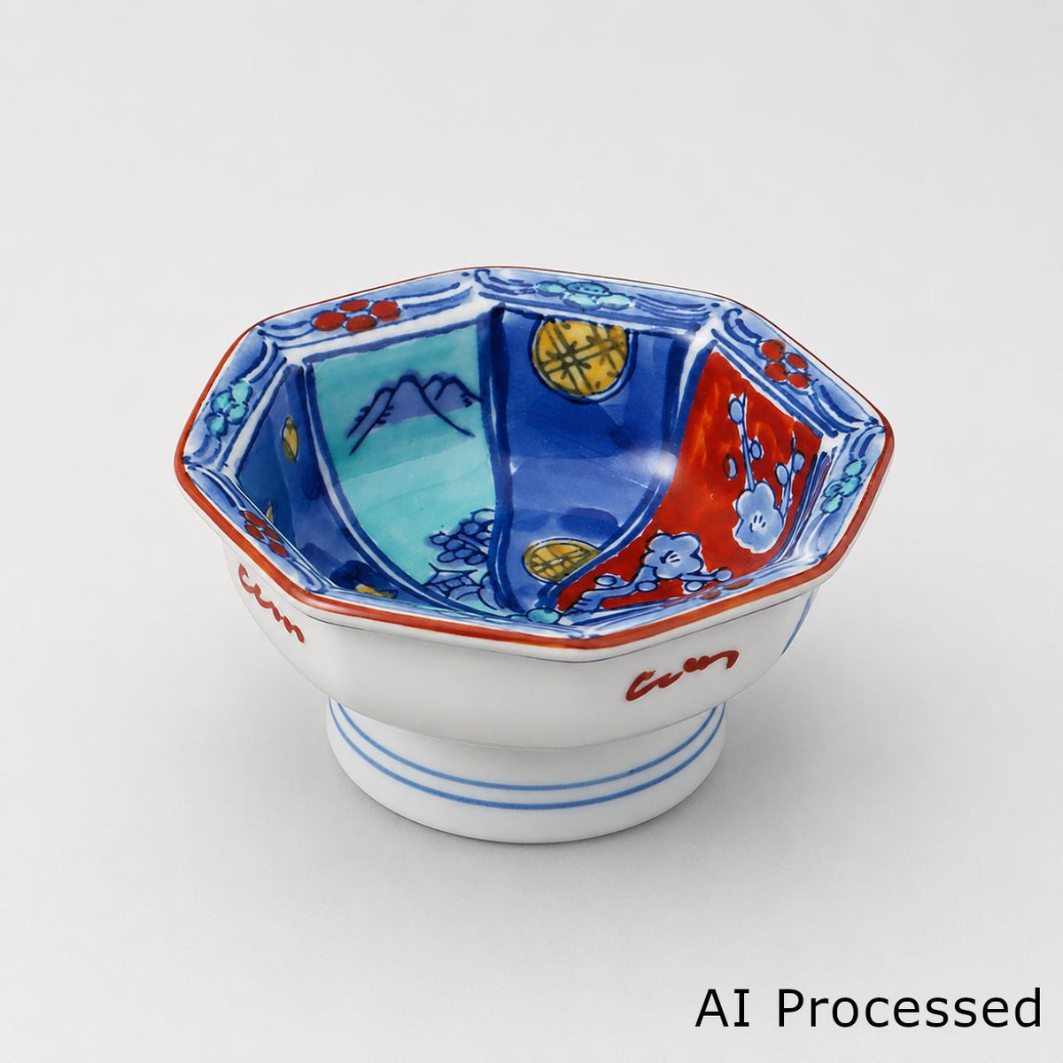 染錦祥瑞 八角高台珍味 8.4×8×4.2cm