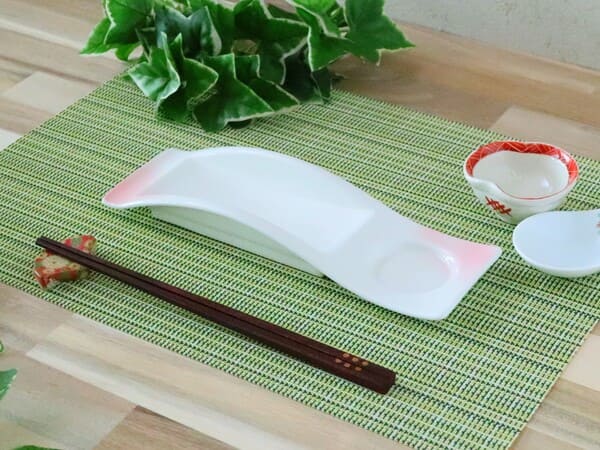 美濃焼 ピンク吹2ピースウェーブ皿 [ 正角・変形皿 ] 約25.4×8×3.6cm