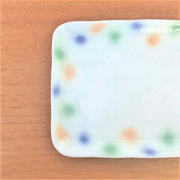 美濃焼 シャボン玉かや目焼物皿 [ 中皿 ] 約16.5×12.6cm