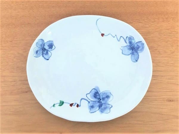 美濃焼 胡蝶花 ( 強化 ) 楕円皿 [ 楕円皿 ] 約19.7×16.7cm