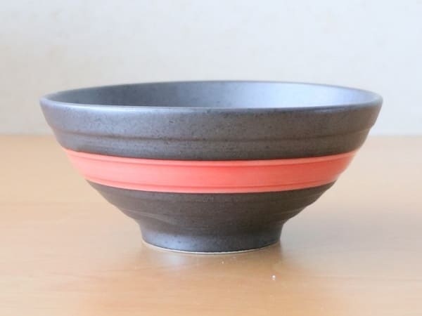 美濃焼 赤ライン 5寸反丼 [ 丼 ] 約15.2×6.6cm