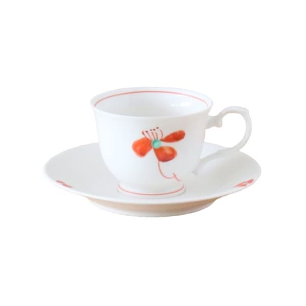 美濃焼 蝶花 反コーヒー碗皿 [ カップ＆ソーサー ] 約190cc