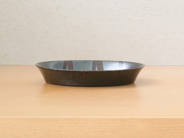美濃焼 天目赤流し反楕円皿 [ 楕円皿 ] 約20×15.5×2.3cm