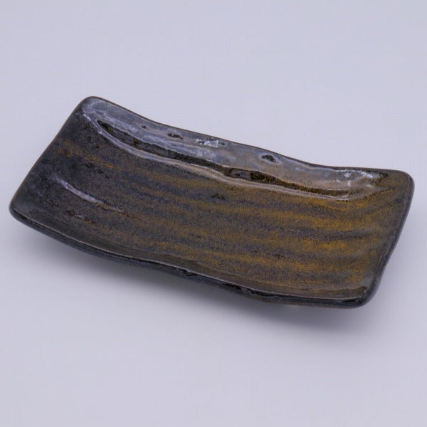 美濃焼 金結晶 焼物皿 [ 焼物皿 ] 21.7×11.5×3.7cm