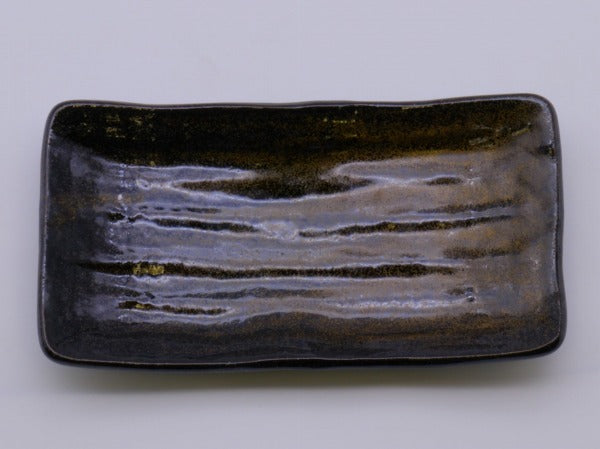 美濃焼 金結晶 焼物皿 [ 焼物皿 ] 21.7×11.5×3.7cm