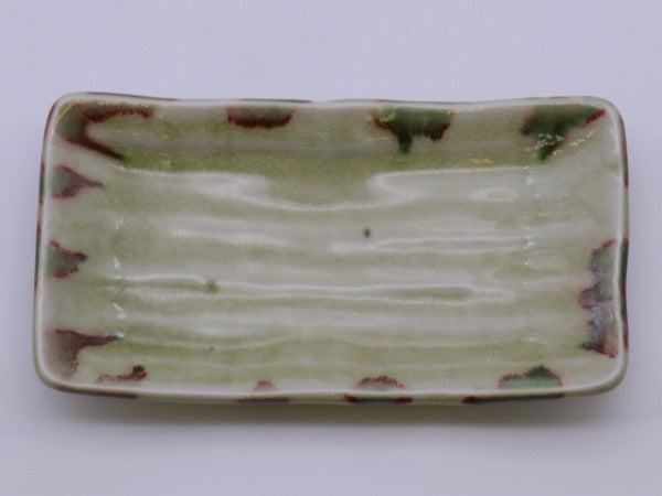 美濃焼 ヒワ釉窯変流し 焼物皿 [ 焼物皿 ] 21.7×11.5×3.7cm