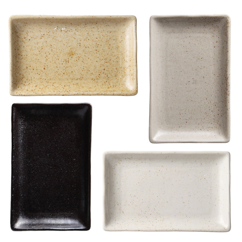 美濃焼 白斑点 長角皿(長角皿) 約21.4x13.3x2.8cm