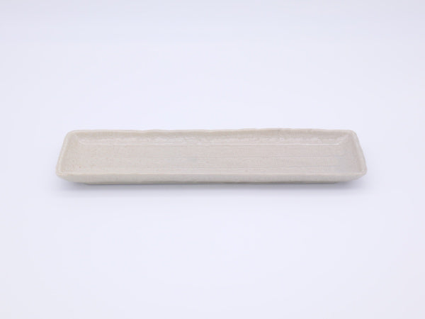 美濃焼 グレー斑点削ぎ長皿 (長皿) 約33.4x10.5x2.5cm