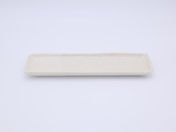 美濃焼 白斑点削ぎ長皿 (長皿) 約33.4x10.5x2.5cm
